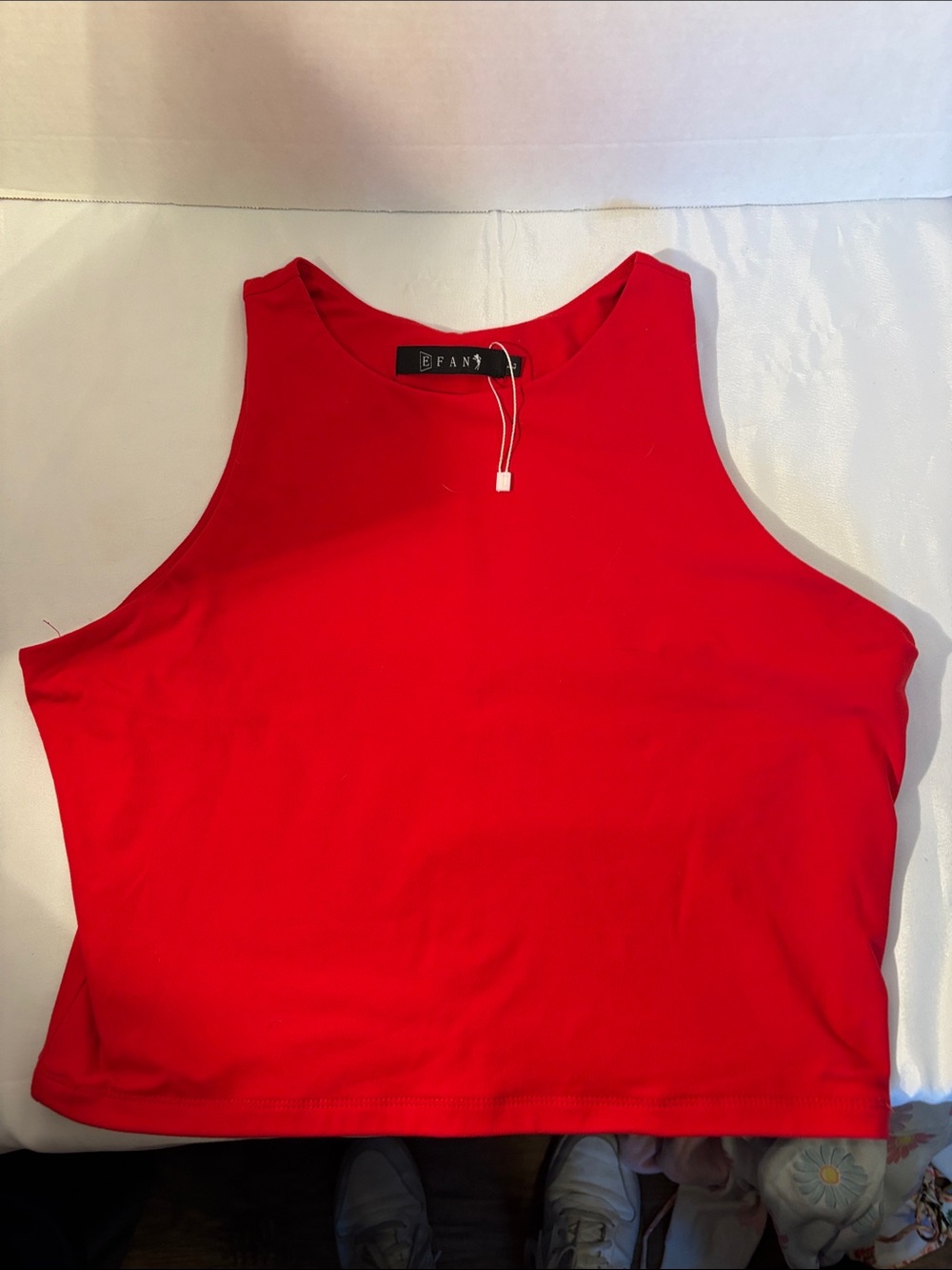EFANZ Red High-Neck Sleeveless Crop Top